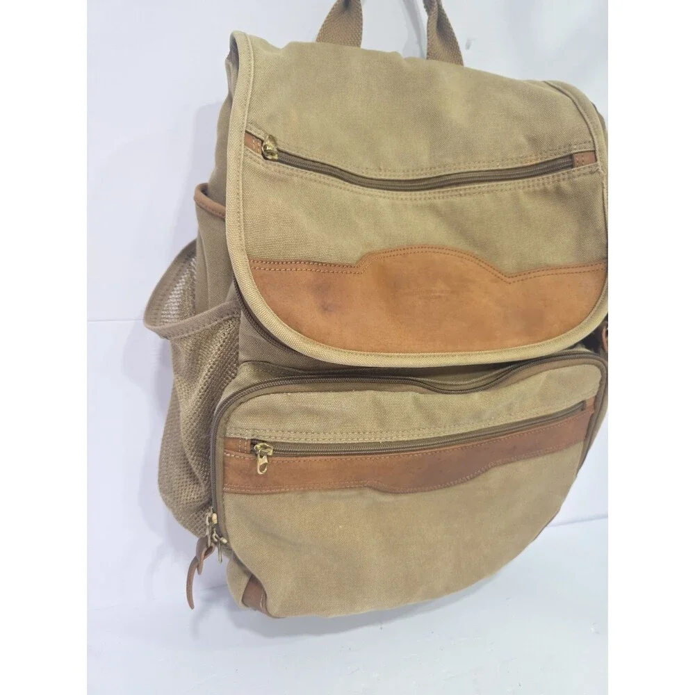 Vintage Orvis Battenkill Leather and Canvas Backpack Outdoor Travel Bag